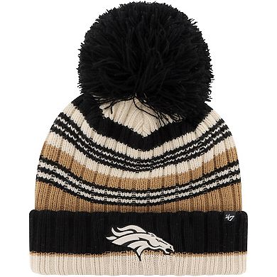 Women's '47 Natural Denver Broncos Barista Cuffed Knit Hat with Pom
