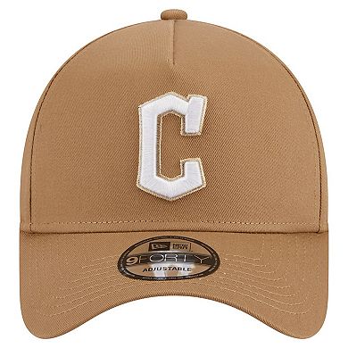 Men's New Era Khaki Cleveland Guardians A-Frame 9FORTY Adjustable Hat