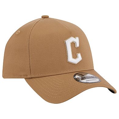 Men's New Era Khaki Cleveland Guardians A-Frame 9FORTY Adjustable Hat