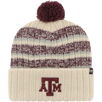 Men's '47 Khaki Texas A&M Aggies Tavern Cuffed Knit Hat with Pom