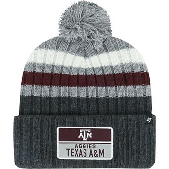 Men's '47 Charcoal Texas A&M Aggies Stack Striped Cuffed Knit Hat with Pom
