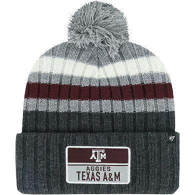 Men's '47 Charcoal Texas A&M Aggies StackÂ Striped Cuffed Knit Hat with Pom