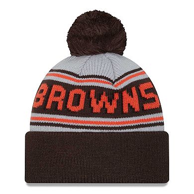 Men's New Era Brown Cleveland Browns Main Cuffed Knit Hat with Pom