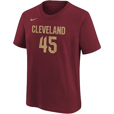 Youth Nike Donovan Mitchell Wine Cleveland Cavaliers Icon Edition Name & Number T-Shirt
