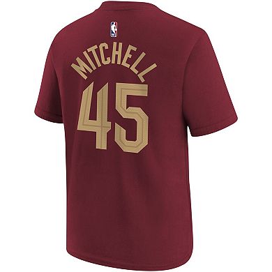 Youth Nike Donovan Mitchell Wine Cleveland Cavaliers Icon Edition Name & Number T-Shirt