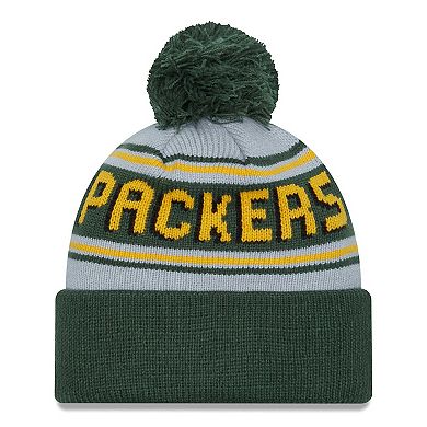 Men's New Era Green Green Bay Packers Main Cuffed Knit Hat with Pom