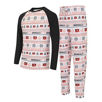 Men's Concepts Sport White/Black Cincinnati Bengals Tinsel Raglan Long Sleeve T-Shirt & Pants Sleep Set