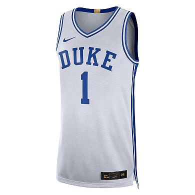 Men's Nike #1 White Duke Blue Devils Limited Authentic Jersey