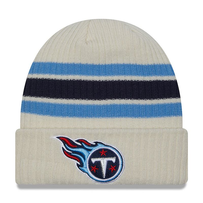 Men's New Era Cream Tennessee Titans Vintage Cuffed Knit Hat, Beige