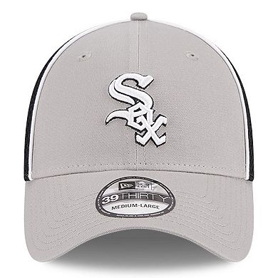 Men's New Era Gray Chicago White Sox Pipe 39THIRTY Flex Hat
