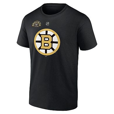 Men's Fanatics Branded David Pastrnak Black Boston Bruins Authentic Stack Name & Number T-Shirt