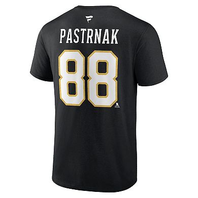 Men's Fanatics Branded David Pastrnak Black Boston Bruins Authentic Stack Name & Number T-Shirt