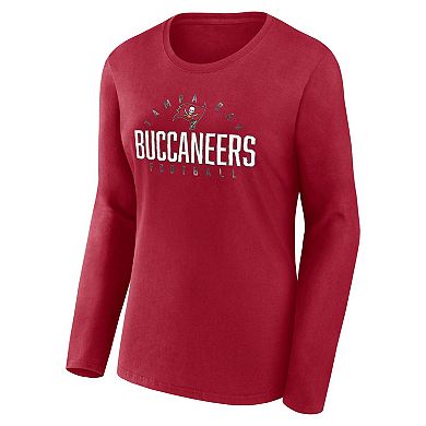 Women's Fanatics Branded Red Tampa Bay Buccaneers Plus Size Foiled Play Long Sleeve T-Shirt