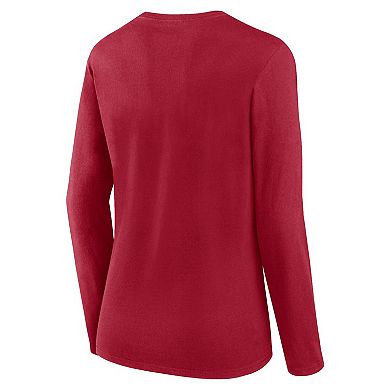 Women's Fanatics Branded Red Tampa Bay Buccaneers Plus Size Foiled Play Long Sleeve T-Shirt