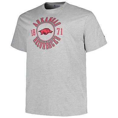 Men's Champion Heather Gray Arkansas Razorbacks Big & Tall Circle Logo T-Shirt