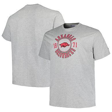 Men's Champion Heather Gray Arkansas Razorbacks Big & Tall Circle Logo T-Shirt