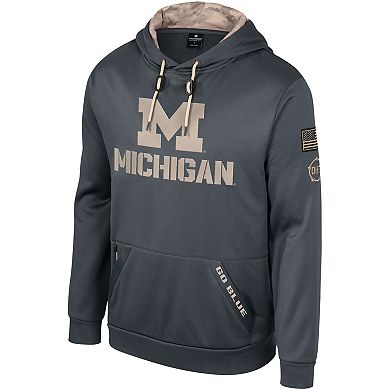 Men's Colosseum Charcoal Michigan Wolverines OHT Military Appreciation Pullover Hoodie