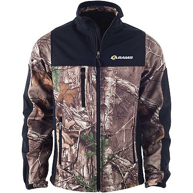 Men's Dunbrooke Realtree Camo/Black Los Angeles Rams Hunter Softshell Full-Zip Jacket