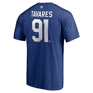 Men's Fanatics Branded John Tavares Blue Toronto Maple Leafs Authentic Stack Name & Number Captain T-Shirt