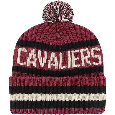 Men's '47 Wine Cleveland Cavaliers Bering Cuffed Knit Hat with Pom