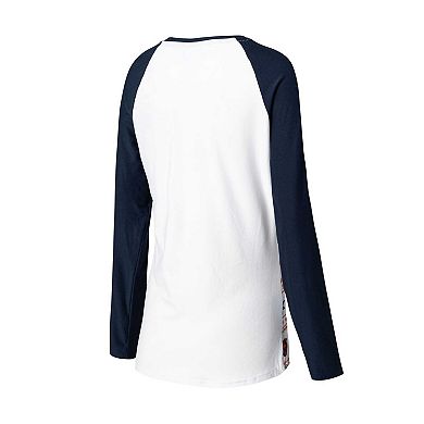 Women's Concepts Sport White/Navy Chicago Bears Tinsel Raglan Long Sleeve T-Shirt & Pants Sleep Set
