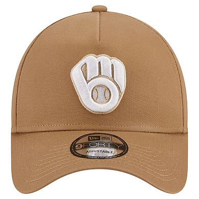 Men's New Era Khaki Milwaukee Brewers A-Frame 9FORTY Adjustable Hat