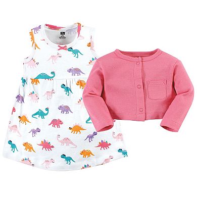 Infant and Toddler Girl Cotton Dress and Cardigan Set, Cute-A-Saurus