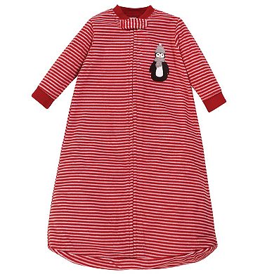 Infant Long-Sleeve Fleece Sleeping Bag, Red Penguin, 0-9 Months