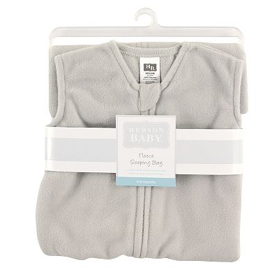 Hudson Baby Infant Plush Sleeping Bag, Sack, Blanket, Solid Light Gray Fleece