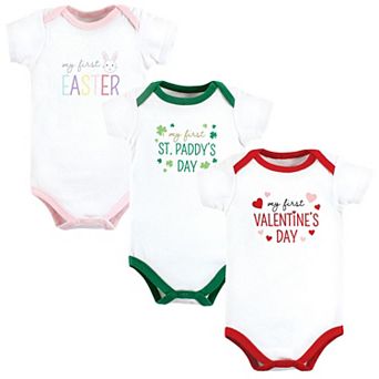Hudson Baby Unisex Baby Cotton Bodysuits, Girl First Valentine Easter, 6-9 Months