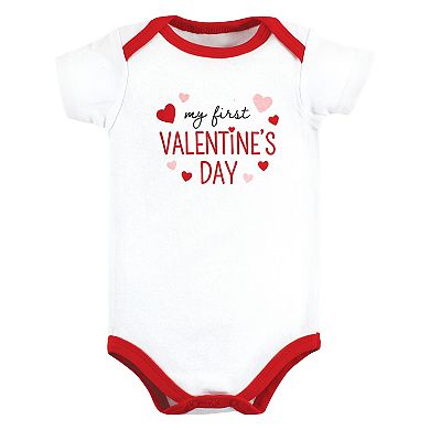 Hudson Baby Unisex Baby Cotton Bodysuits, Girl First Valentine Easter
