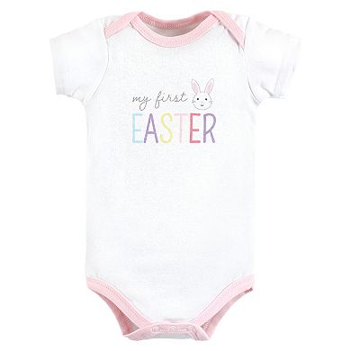 Hudson Baby Unisex Baby Cotton Bodysuits, Girl First Valentine Easter