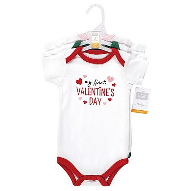 Hudson Baby Unisex Baby Cotton Bodysuits, Girl First Valentine Easter