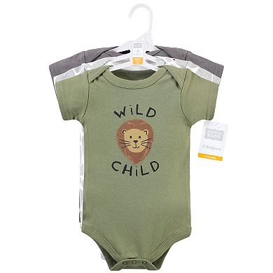 Hudson Baby Infant Boy Cotton Bodysuits, Safari Life 3-Pack