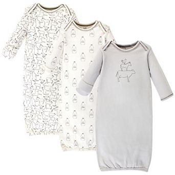 Baby Organic Cotton Long-Sleeve Gowns 3 pk Farm Friends