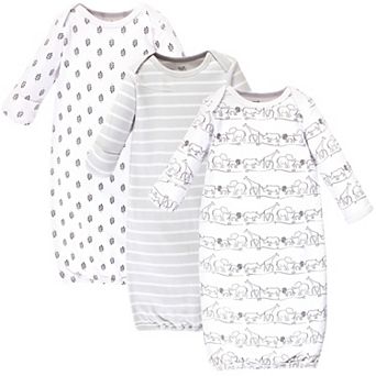 Baby Organic Cotton Long-Sleeve Gowns 3 pk Safari, Preemie Newborn