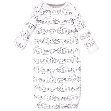 Baby Organic Cotton Long-Sleeve Gowns 3pk, Safari, Preemie Newborn