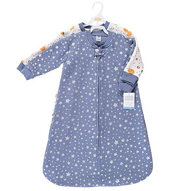 Hudson Baby Infant Premium Quilted Long Sleeve Sleeping Bag and Wearable Blanket, Space 2-Pack