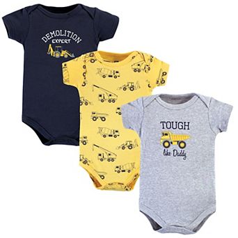 Hudson Baby Infant Boy Cotton Bodysuits, Construction 3-Pack