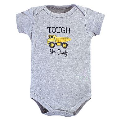 Hudson Baby Infant Boy Cotton Bodysuits, Construction 3-Pack