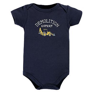 Hudson Baby Infant Boy Cotton Bodysuits, Construction 3-Pack