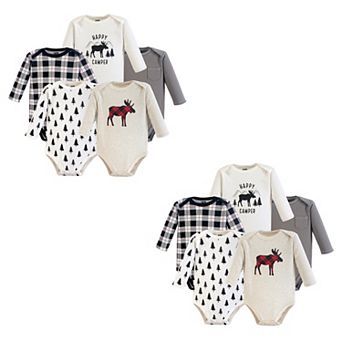 Hudson Baby Unisex Baby Cotton Long-Sleeve Bodysuits, Moose 10 pc
