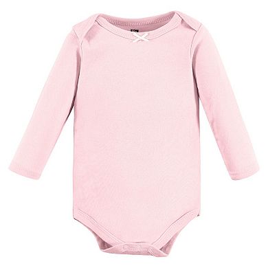Hudson Baby Infant Girl Cotton Long-Sleeve Bodysuits, Blue Toile 5-Pack