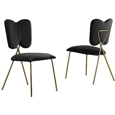 Best Quality Furniture Velvet Upholstered Dining Wingback Chair with Gold Legs (Set of 4)