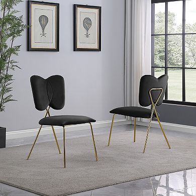 Best Quality Furniture Velvet Upholstered Dining Wingback Chair with Gold Legs (Set of 4)