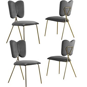 Best Quality Furniture Velvet Upholstered Dining Wingback Chair with Gold Legs (Set of 4)