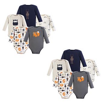 Hudson Baby Unisex Baby Cotton Long-Sleeve Bodysuits, Forest 10 pc 6-9 Months