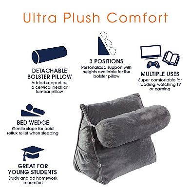 Cheer Collection Wedge Pillow with Detachable Bolster & Backrest