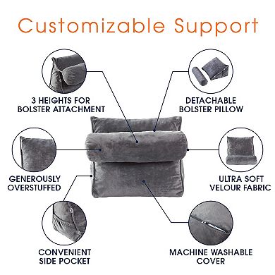 Cheer Collection Wedge Pillow with Detachable Bolster & Backrest
