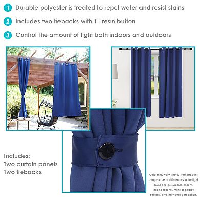 Sunnydaze Outdoor Blackout Curtain Panel - Set of 2